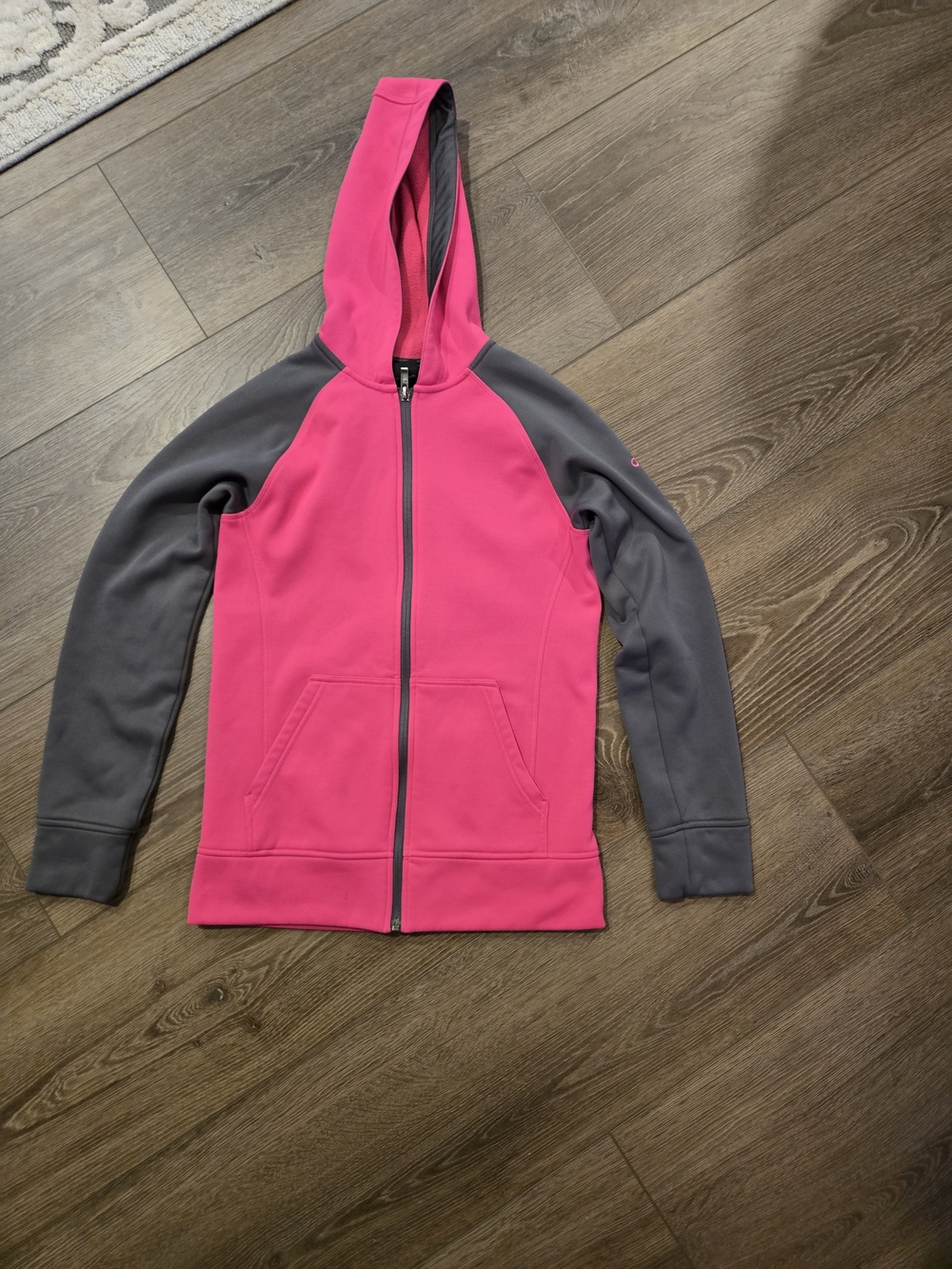adidas Hot Pink & Gray Full-Zip Hooded Sweatshirt